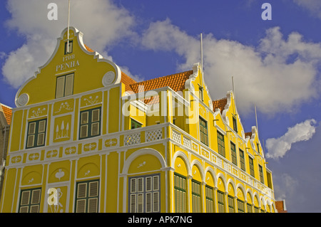 Willemstad's Punda waterfront pastel Dutch architecture on the Handelskade Stock Photo