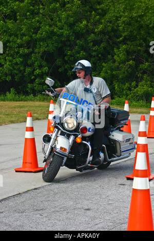 motorcycle obstacle course police training alamy