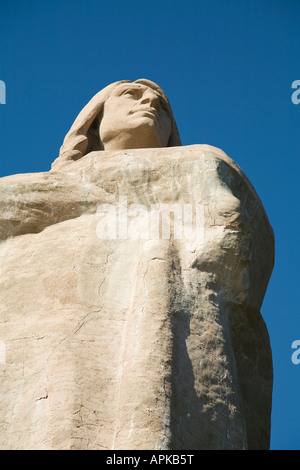 ILLINOIS Oregon Stone Black Hawk statue designed Lorado Taft American Indian Lowden State Park standing with crossed arms Stock Photo