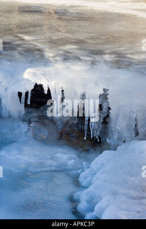 Patterns in ice of a frozen stream in the Swiss Alps Stock Photo - Alamy