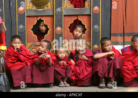 Bhutan Paro Tsechu young monks Stock Photo
