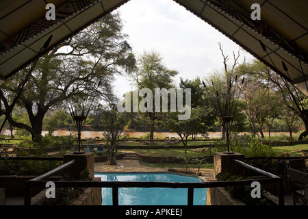 Samburu Serena Lodge - view on the river, Kenya, Samburu National Reserve, Isiolo Stock Photo