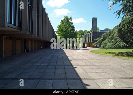 View of St Catherine's College Main Quad, Wolfson Library and Bell Tower Oxford Stock Photo
