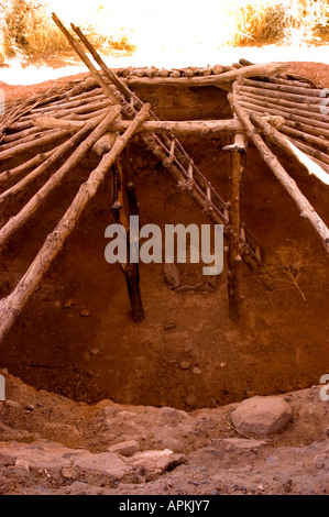 Native American Indian pithouse pit house exhibit Boulder Utah UT Stock Photo