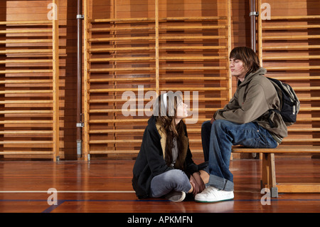 Students in school gym Stock Photo