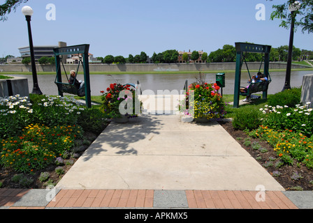 Van Cleve Park in the downtown area of the city of Dayton Ohio OH Stock Photo