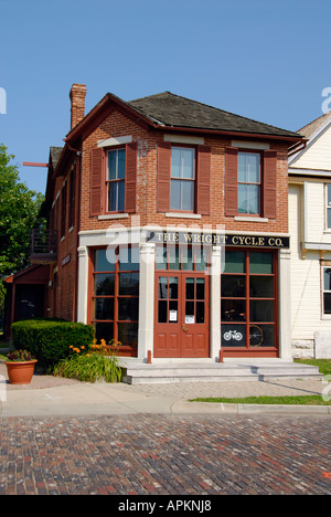 The original Wright Brothers Cycle Company building located in the city of Dayton Ohio OH Stock Photo