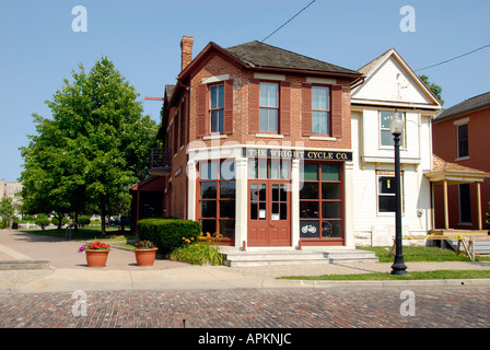 The original Wright Brothers Cycle Company building located in the city of Dayton Ohio OH Stock Photo