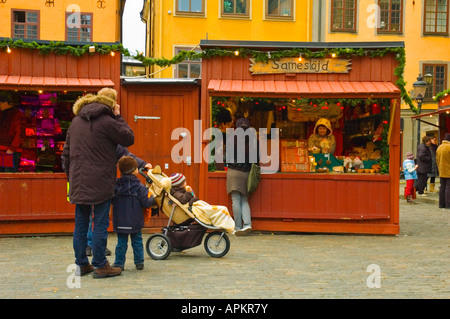 Christmas market at Stortorget square in Gamla Stan Old Town Stockholm Sweden EU Stock Photo