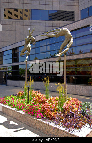 The Capital Center and the Sculpture in front of the building downtown Indianapolis Indiana IN Stock Photo