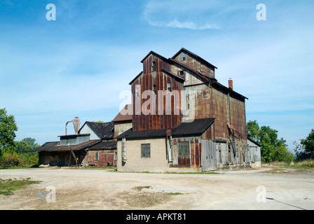 Old grain elevator still stands in Port Hope Michigan Stock Photo