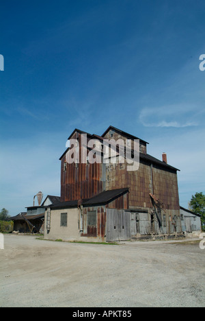 Old grain elevator still stands in Port Hope Michigan Stock Photo