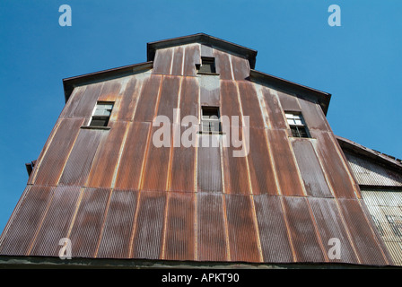 Old grain elevator still stands in Port Hope Michigan Stock Photo