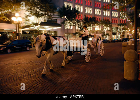 Nighttime on the streets of downtown Indianapolis Indiana at night in the Monument Circle district Stock Photo