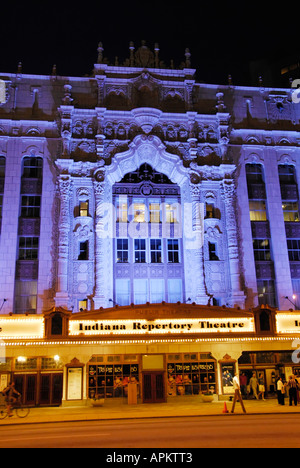 Indiana Repertory Theatre at Nighttime on the streets of downtown Indianapolis Indiana at night Stock Photo