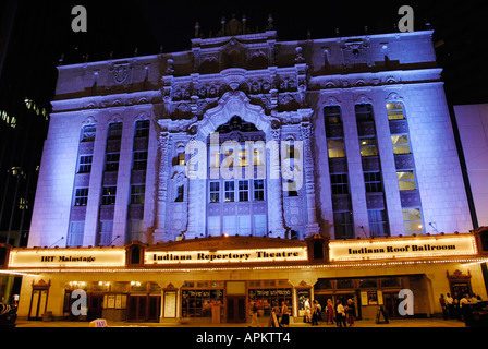 Indiana Repertory Theatre at Nighttime on the streets of downtown Indianapolis Indiana at night Stock Photo