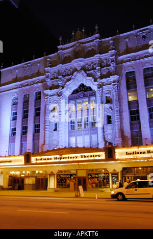 Indiana Repertory Theatre at Nighttime on the streets of downtown Indianapolis Indiana at night Stock Photo