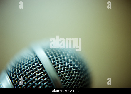 Close up of a silver meshed microphone Stock Photo