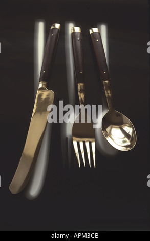 cutlery still life with white shadow backgound Stock Photo