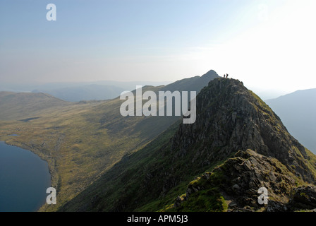 Striding Edge has drops on both sides and is popular with walkers in the Lake District, Cumbria, England Stock Photo