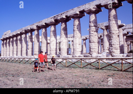 The Basilica, one of Paestum's three temples, Southern Italy. Stock Photo