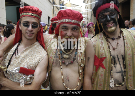 Portrait of a man partaking in the Battle of the Moors and Christians festival in Pollensa, Majorca, Spain. Stock Photo