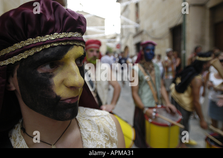 Portrait of a man partaking in the Battle of the Moors and Christians festival in Pollensa, Majorca, Spain. Stock Photo