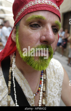 Portrait of a man partaking in the Battle of the Moors and Christians festival in Pollensa, Majorca, Spain. Stock Photo