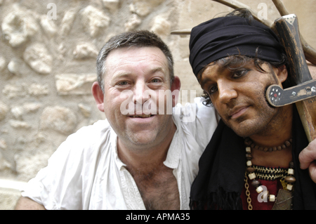 Portrait of a man partaking in the Battle of the Moors and Christians festival in Pollensa, Majorca, Spain. Stock Photo