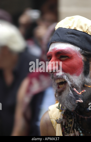 Portrait of a man partaking in the Battle of the Moors and Christians festival in Pollensa, Majorca, Spain. Stock Photo