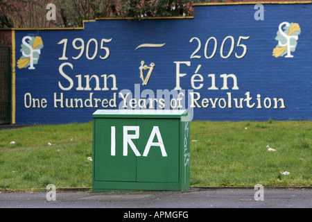 A series of Irish Republican murals on street walls around west Belfast, Northern Ireland. Stock Photo