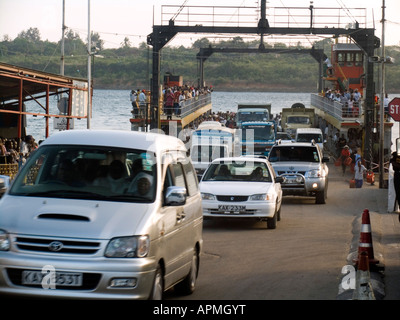 Likoni Ferry for road traffic and pedestrians across Kilindini Harbour Mombasa Kenya Stock Photo