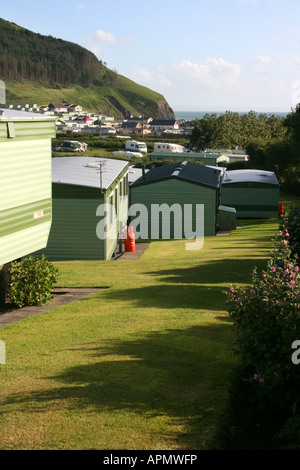 static caravans on caravan site, near Aberystwyth in Wales Stock Photo