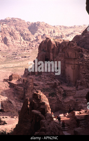 JORDAN A view over the ancient Nabatean city of Petra from the route to the High Place of Sacrifice Stock Photo