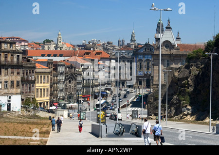 View of Porto Portugal from the cathedral toward Sao Bento station Stock Photo