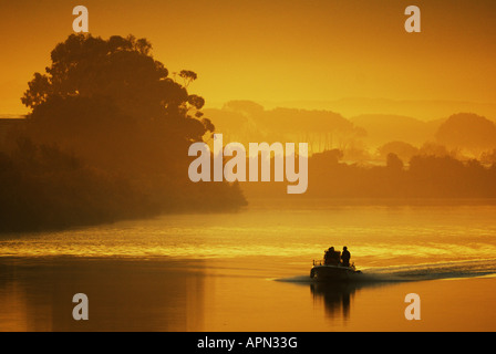 Dawn reflections in the Paola lake in the National Park of Circeo in Italy Stock Photo