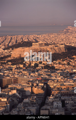 ATHENS, GREECE.  A view of the Acropolis and city from St George Hotel on Lycabettus Hill. 2006. Stock Photo