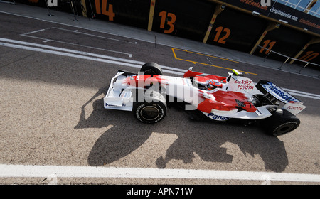 Timo GLOCK GER in the Toyota TF108 Formula 1 racecar on Circuit Ricardo Tormo, Jan. 2008 Stock Photo