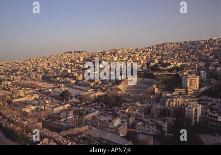 AMMAN, JORDAN. An evening view of central Amman from Jebel al Qala. 2004. Stock Photo