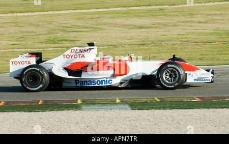 Timo GLOCK GER in the Toyota TF108 Formula 1 racecar on Circuit Ricardo Tormo, Jan. 2008 Stock Photo