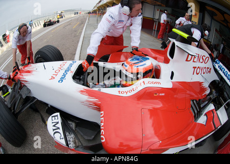 Timo GLOCK GER in the Toyota TF108 Formula 1 racecar on Circuit Ricardo Tormo, Jan. 2008 Stock Photo