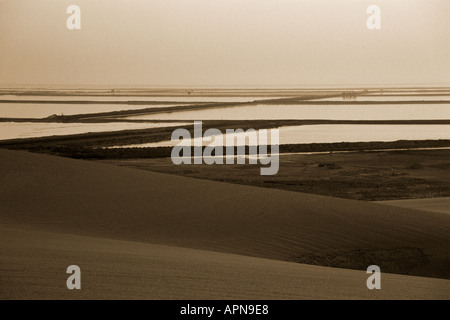 Salt pans seen from sand dune Walvis Bay Namibia Stock Photo - Alamy