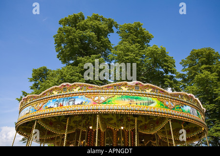 Fairground carousel roundabout ride detail Stock Photo