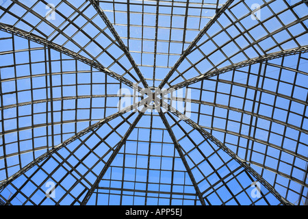 Interior with glass roof of GUM department store (19 century building), Red square, Moscow, Russia Stock Photo