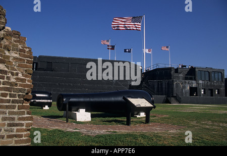 South Carolina Charleston Fort Sumter National Monument cannon display parade ground Battery Huger Stock Photo