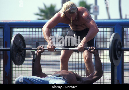 Weightlifter at Muscle Beach in Venice Los Angeles California USA Stock Photo