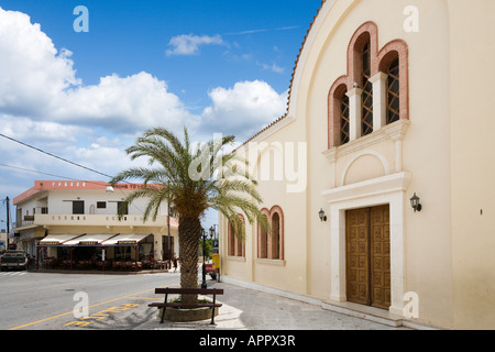 Church and village centre, Palekastro, Lasithi Province, East Coast, Crete, Greece Stock Photo