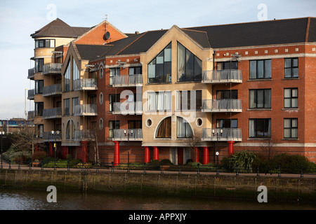 greggs quay riverside apartments laganside on the river lagan Belfast Northern Ireland UK Stock Photo