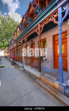 The houses of De Grand-Pré Street, Plateau Mont-Royal, Montreal, Quebec, Canada Stock Photo