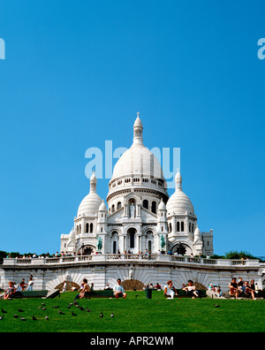 EU FR France Region Ile de France Paris 18 Arrondissement Montmartre The Basilica of the Sacred Heart Sacre Coeur Medium format Stock Photo